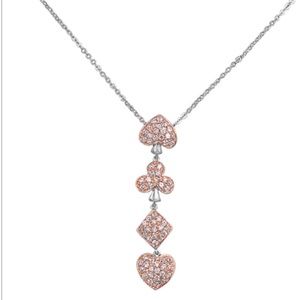 .925 Sterling Spade Clover Diamond Heart Necklace